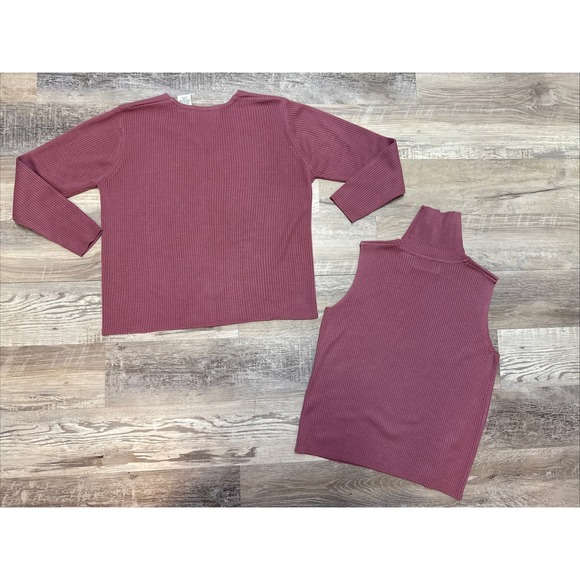 Vtg Sag Harbor Sweater Set Petite Mauve Twinset Cardigan Turtleneck 90s Y2K - Picture 15 of 15